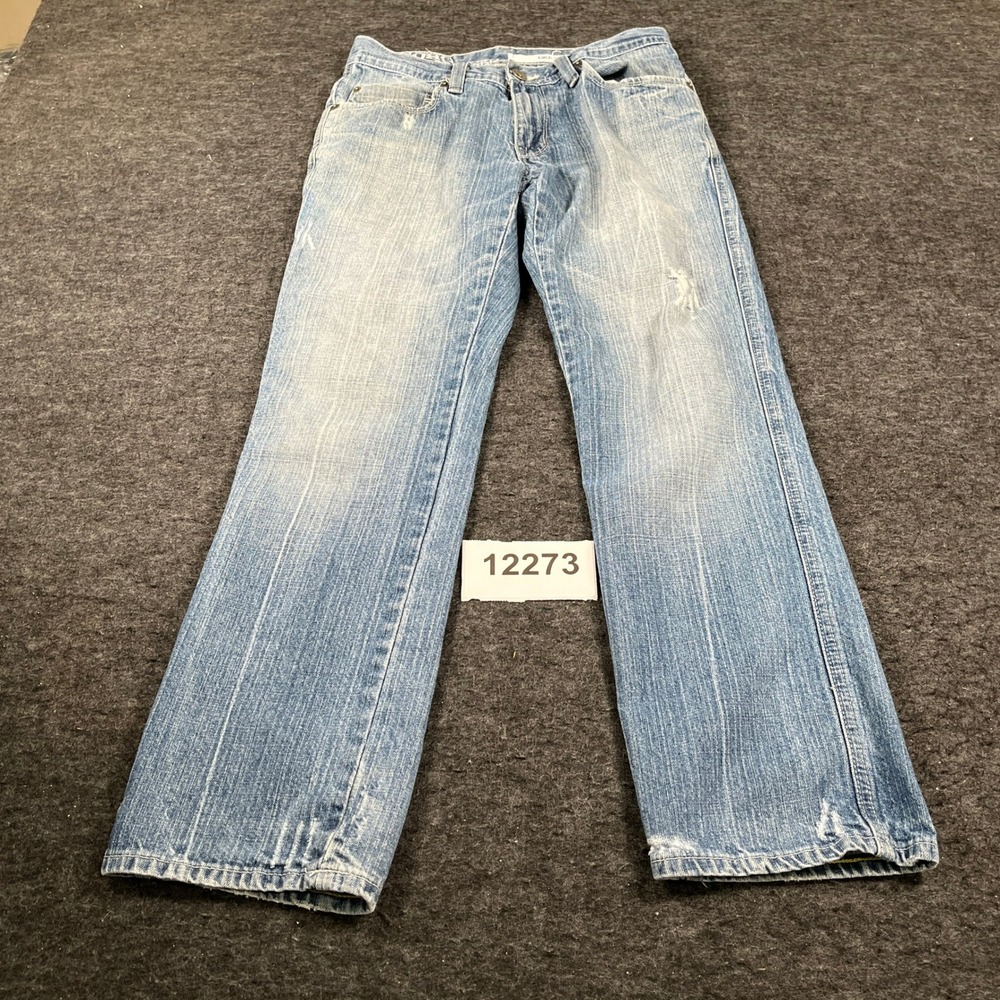 Dkny Soho Jeans Womens 29x30 Blue Denim Cotton Distressed Relaxed Fit Casual